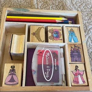 Melissa & Doug Wooden Princess Stamp Set - Pink, Purple, Yellow